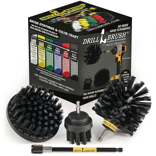 Drill Brush Power Scrubber By Useful Products 5 in W 7 in L Brush, Black K-S-42O-5X-QC-DB - main